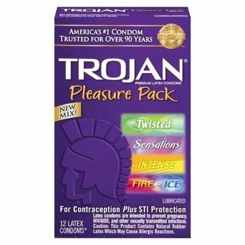 Trojan Condom Pleasure Pk Lubricatd 12Ct, Bulk Pack of 8