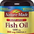 Nature Made Burpless Fish Oil 1200 mg w. Omega-3 360 mg Softgels (Bulk Pack Of 3)