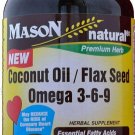 Mason Natural Coconut Oil / Flax Seed Omega 3-6-9 Softgels 60 Count, Bulk Pack of 5