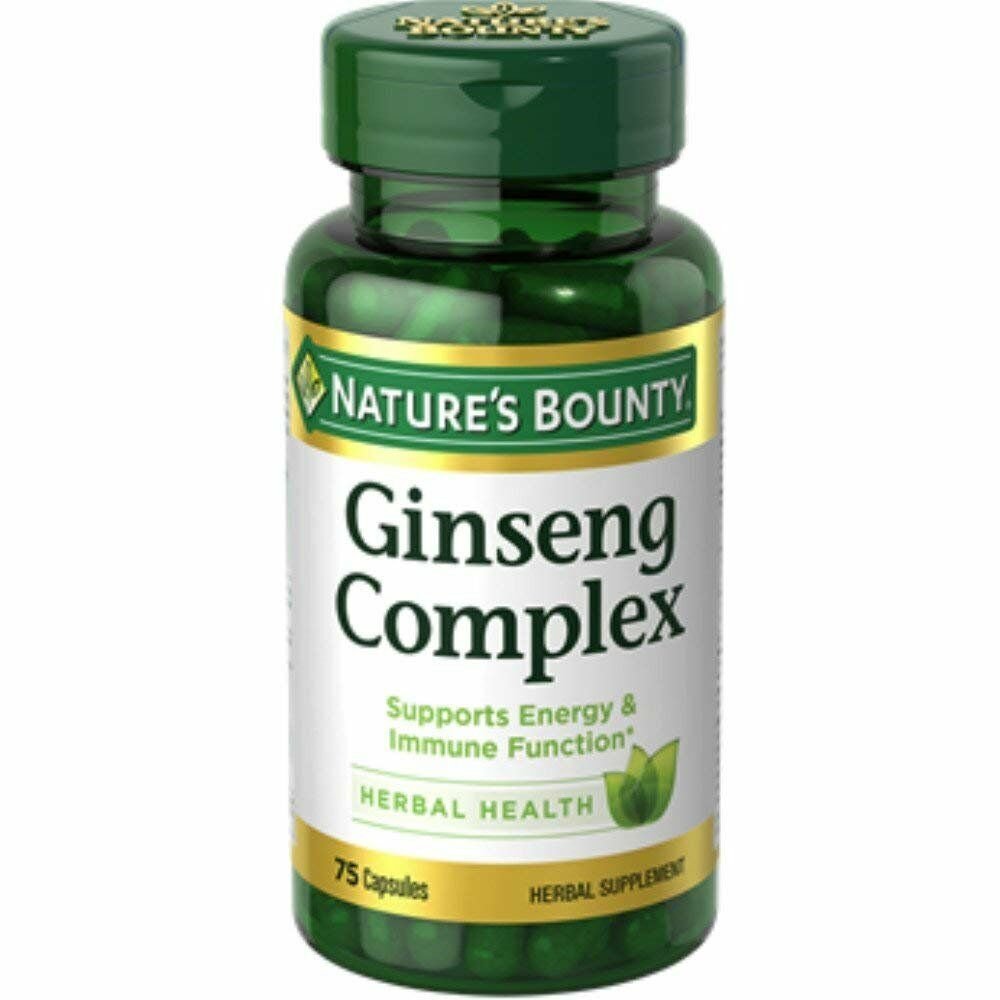Nature's Bounty Ginseng Complex Herbal Health Capsules 75 ea ( Bulk Pack of 7)