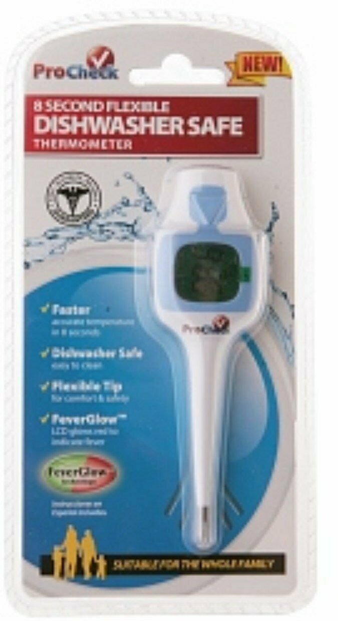 Pro Check Fever Glow 8 Second Thermometer Dishwasher Safe, 1 Count, Bulk Pack of 3