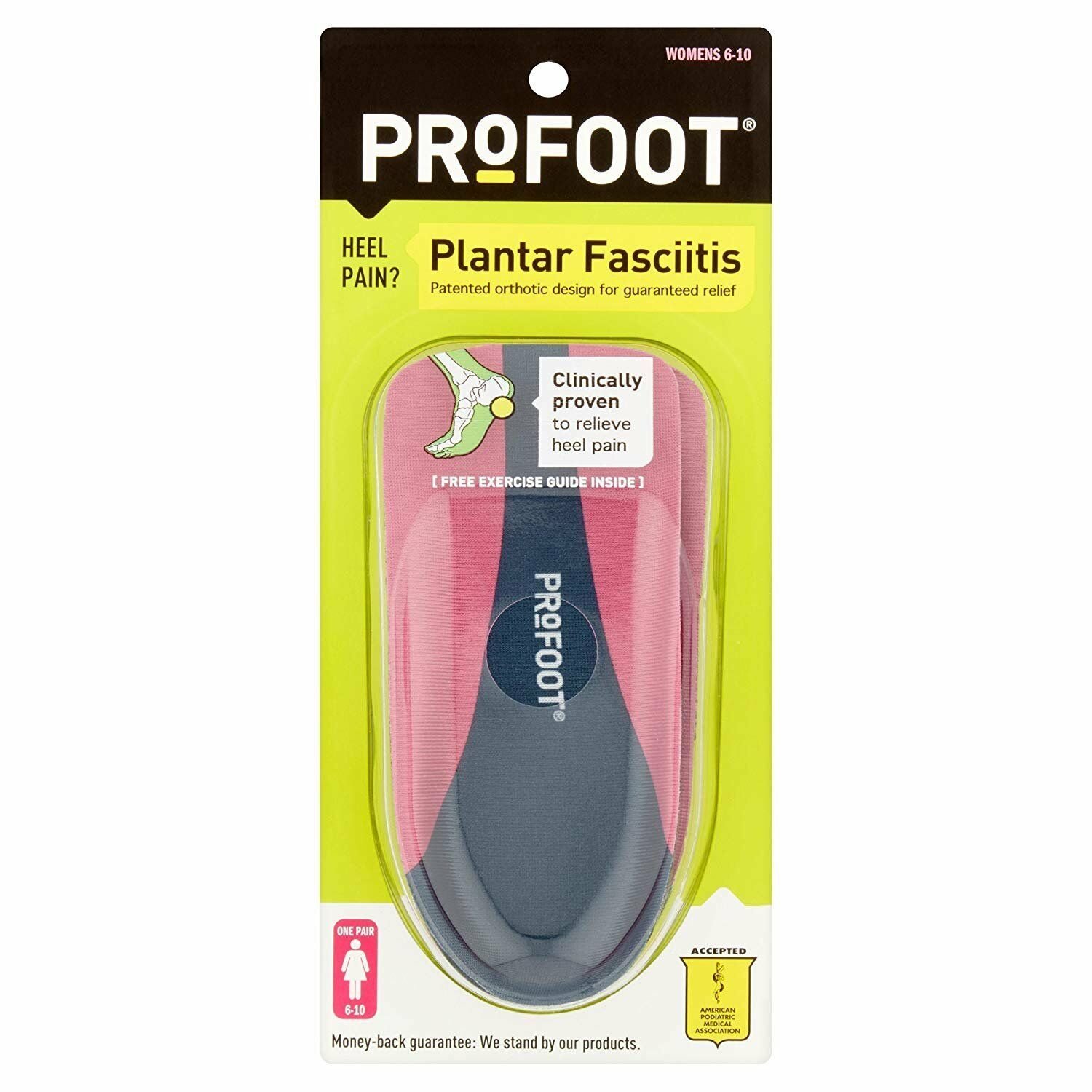 ProFoot Plantar Fasciitis Heel Insert Women's Fits All 1 Pair (Bulk Pack of 6)
