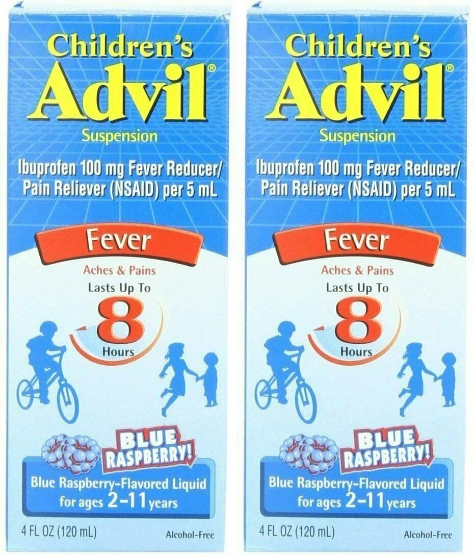 Children's Advil Suspension Liquid Fever For Aches & Pains Blue...