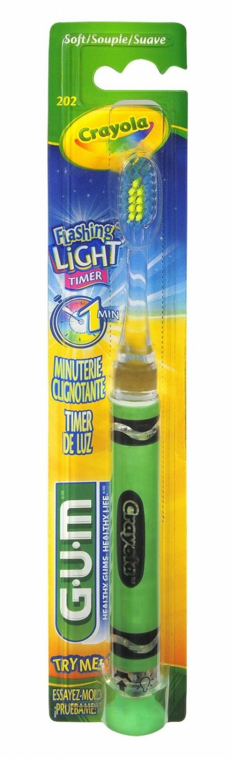Gum Crayola Flashing Light Soft Toothbrush w/1 Minute Timer 1 Ea (Bulk Pack of 24)