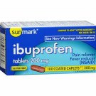 Ibuprofen Pain Fever Relief 200 mg Coated Caplets 100 Count Sunmark, 5 Pack