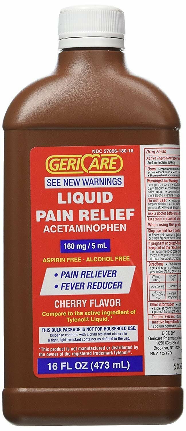 16 Oz bottle Acetaminophen Cherry Flavored Liquid
