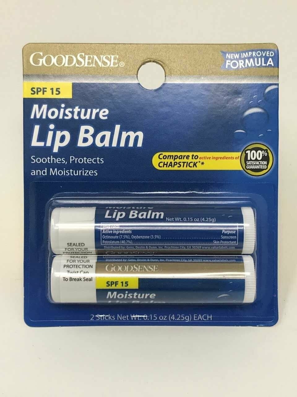 GoodSense Moisture Lip Balm Lasting Hydration Twin Pack SPF 15 0.15 oz, 12 Pack