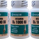 MAJOR Vitamin D Tablets, 1000u, 100ct (3 Pack) Bulk