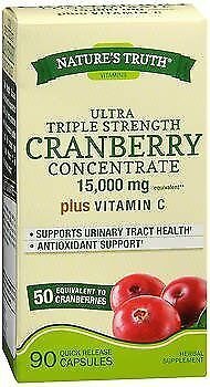 Nature's Truth Ultra Triple Strength Cranberry 15,000 mg Plus Vitamin C Quick...