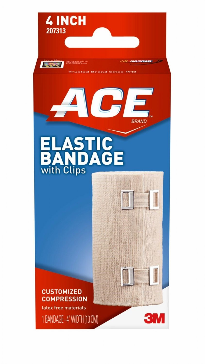 3M Ace Elastic Bandage with Clips Customized Compression 4 Inch (Bulk Pack of 12)