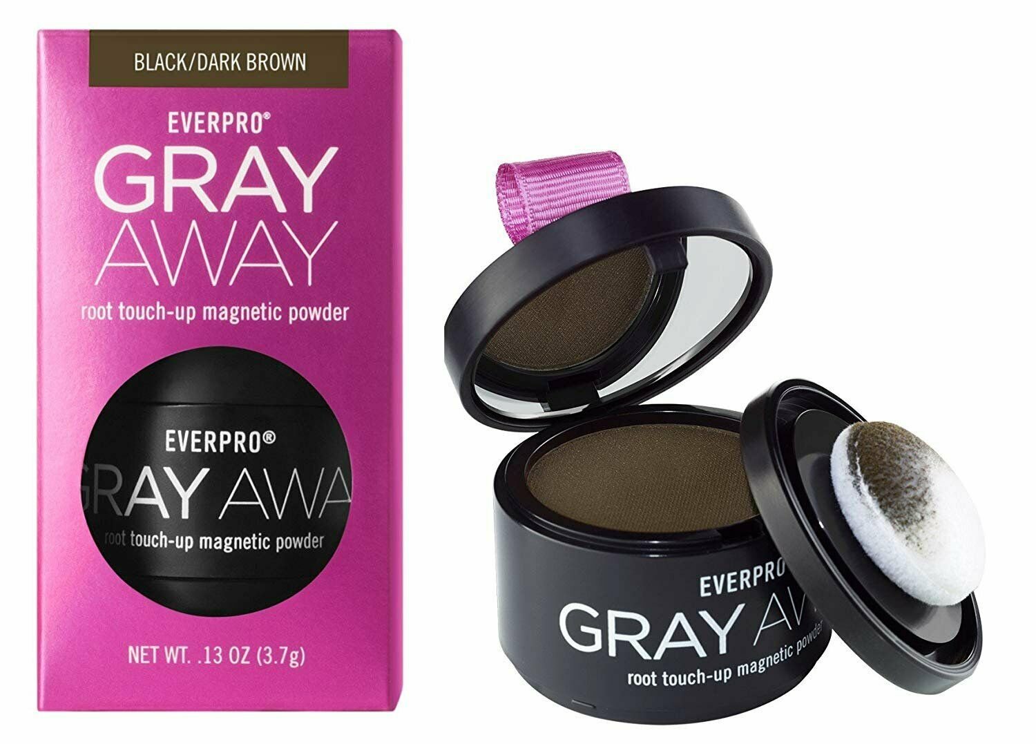 Everpro Gray Away Root Touch-up Magnetic Powder Black/Dark Brown, .13 oz, 2 Pack