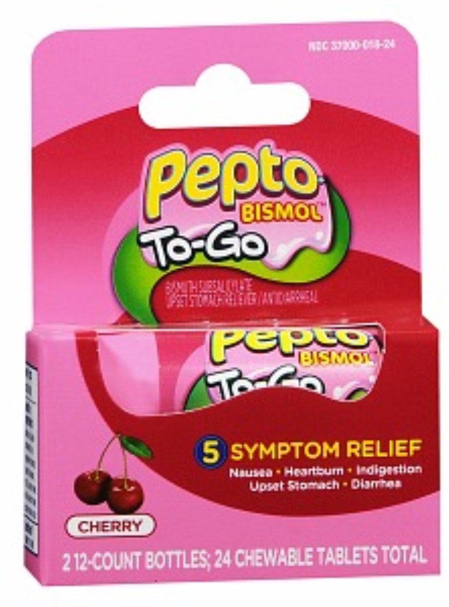 Pepto-Bismol To-Go Chewable Tablets, Cherry 24 ea (Bulk Pack of 8)