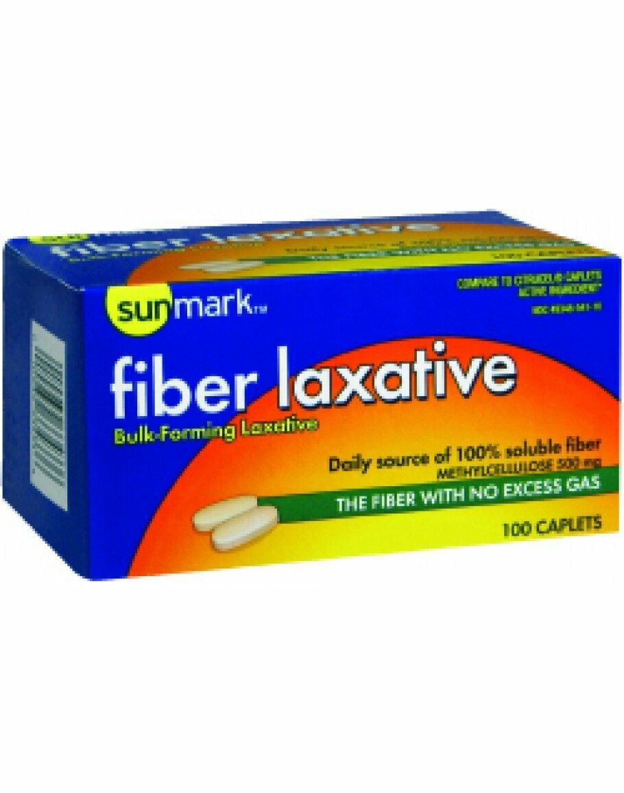 Fiber Laxative Caplets Methylcellulose 500 mg 100 Count Sunmark, 1 Pack