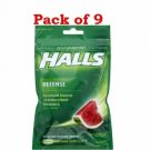 Halls Defense Vitamin C Supplement Drops, Watermelon Flavor, 30 ct (Bulk Pack of 9)