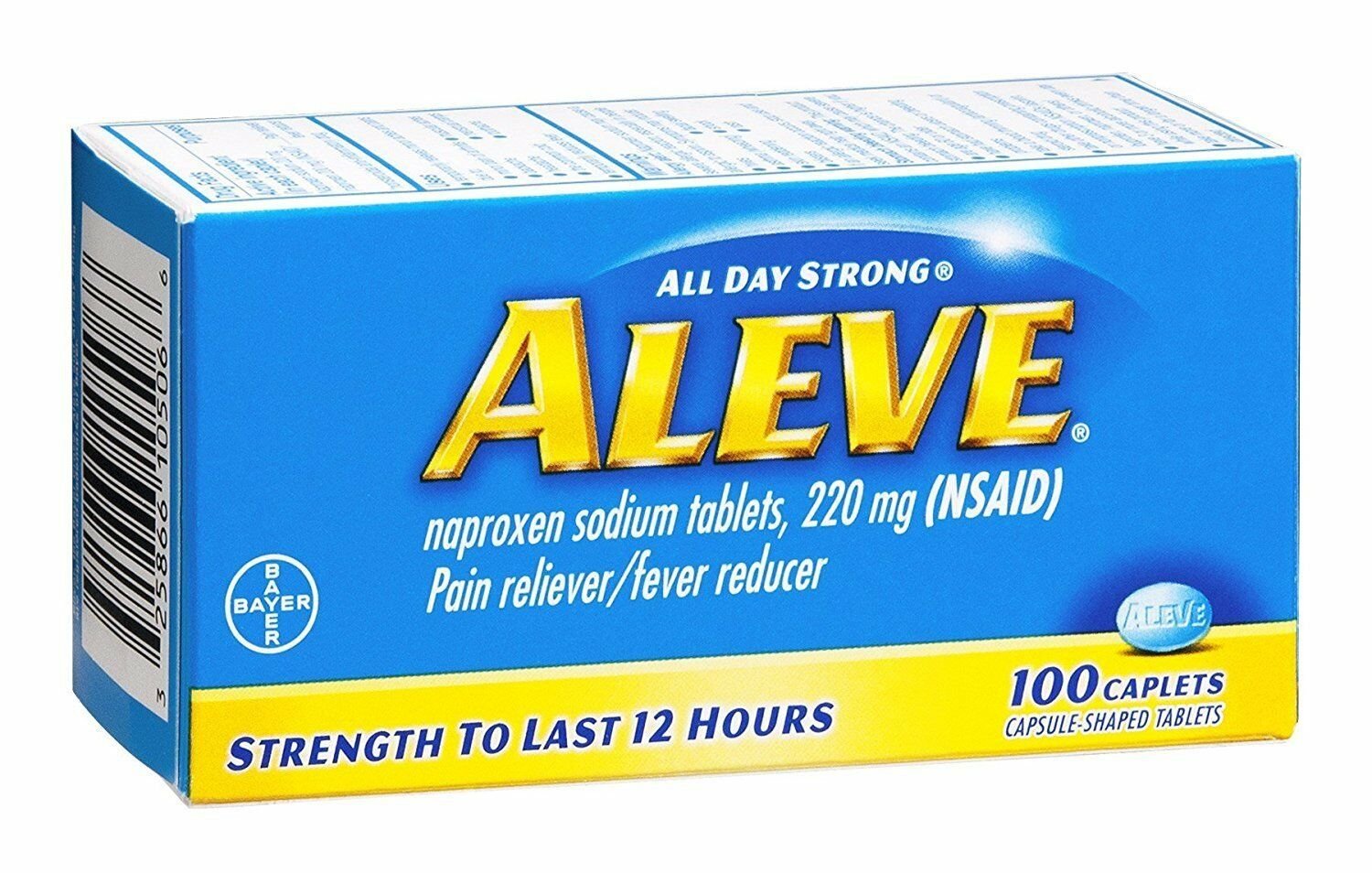 Aleve Pain Reliever/Fever Reducer Caplets, 100 ea (Bulk Pack of 12)