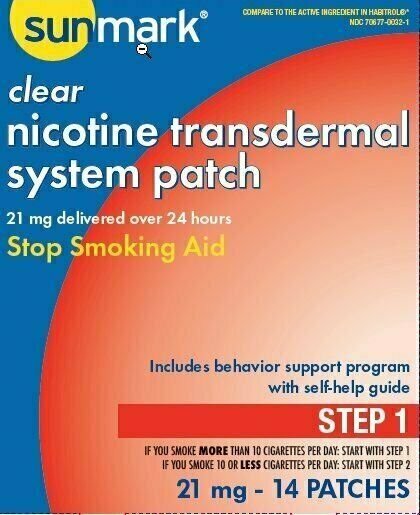 Nicotine Transdermal System Step 1 Sunmark, 21 mg Patches 14 Count, 1 Pack