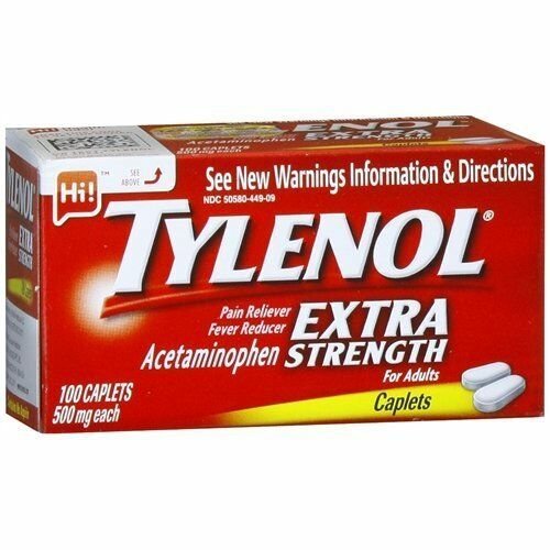TYLENOL Extra Strength Pain Reliever & Fever Reducer 500 mg, Caplets 100 ea...