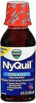 Vicks NyQuil Cold & Flu Nighttime Relief Liquid Cherry Flavor 8 oz (Bulk Pack of 5)