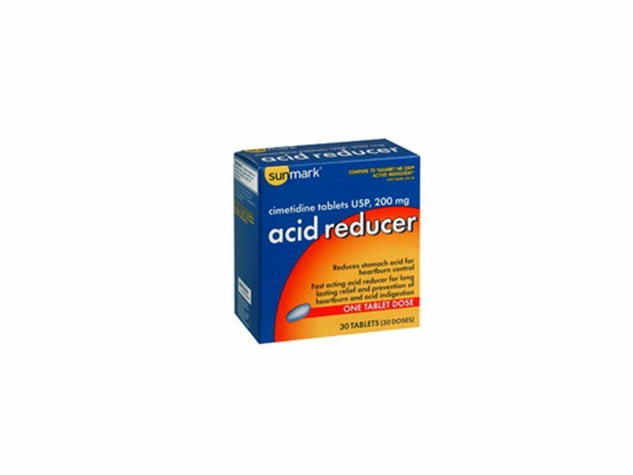 Sunmark Acid Reducer 200 mg Tablets Heartburn Control 30 Count (Bulk Pack of 4)