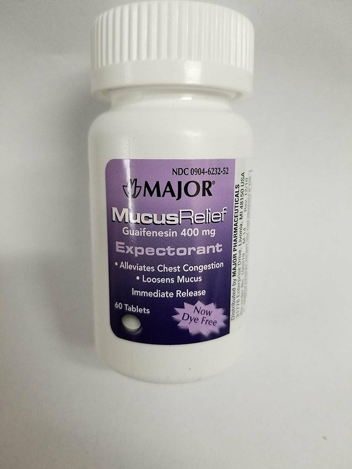 Major Mucus Relief, 60 Tablets Per Bottle (Bulk Pack of 8)