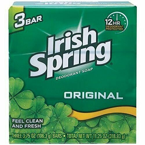 Irish Spring Original Deodorant Bar Soap 12 Hr Protection 3 Count (Bulk Pack of 24)