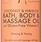 SheaMoisture Coconut & Hibiscus Bath, Body, & Massage Oil, 8oz Each (Bulk Pack of 5)