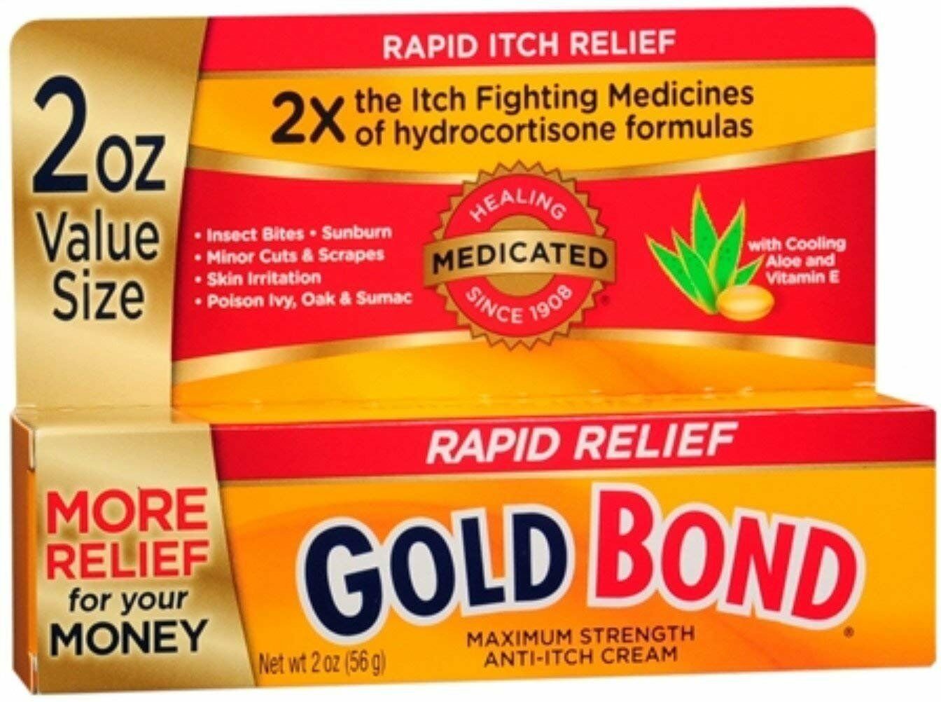 Gold Bond Medicated Anti-Itch Cream Maximum Strength 2 oz (Bulk Pack of 5)
