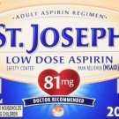 St. Joseph Low Dose Aspirin Pain Reliever 81mg Coated Tablets 200 ct, 2 Pack