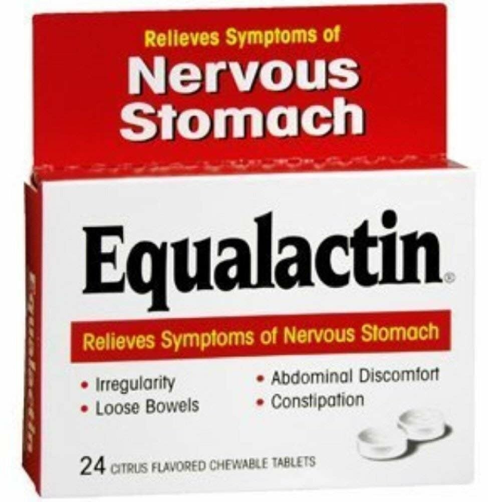 Equalactin Citrus Flavored Chewable Tablets for Nervous Stomach 24 ct (3 Pack) Bulk