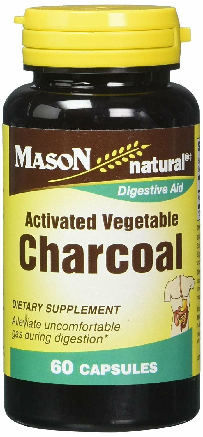 Mason Vitamins Activated Digestive Aid Vegetable Charcoal Capsules, 60 Count