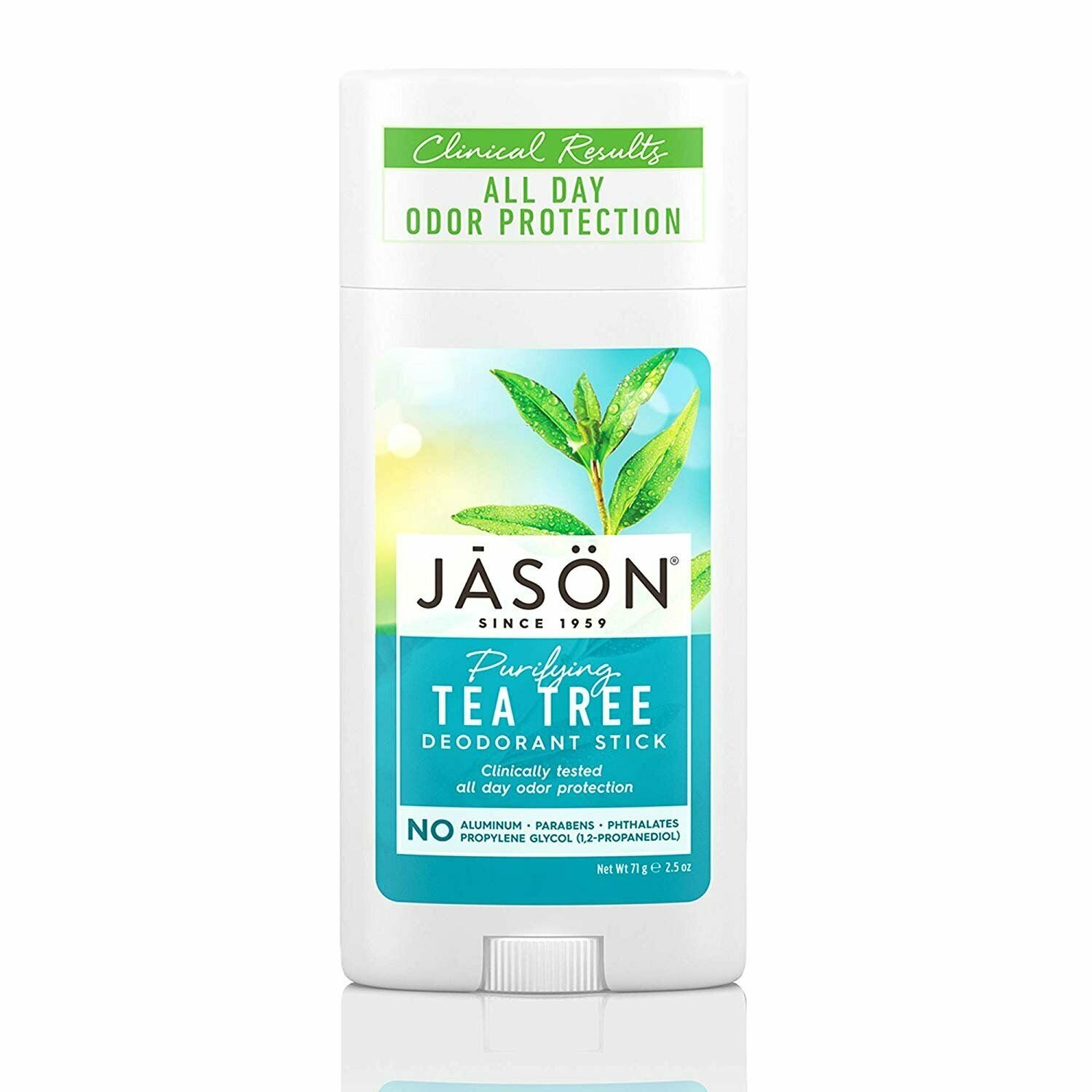 JASON Purifying Tea Tree Deodorant Stick All Day Odor Protection 2.5 Oz, 8 Pack
