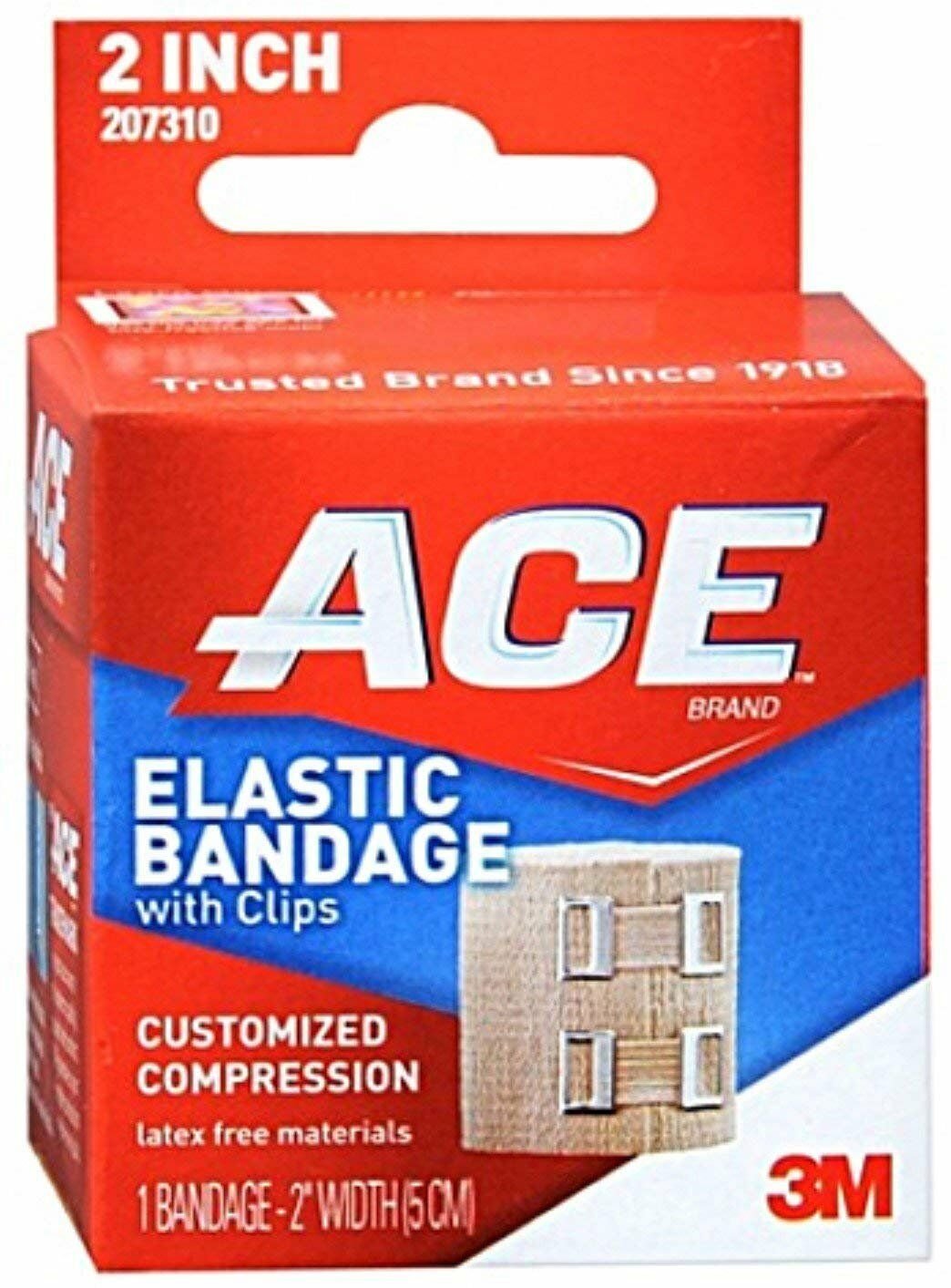 ACE Elastic Bandage With Clips Customized Compression 2 Inches 1 Each (Pack...