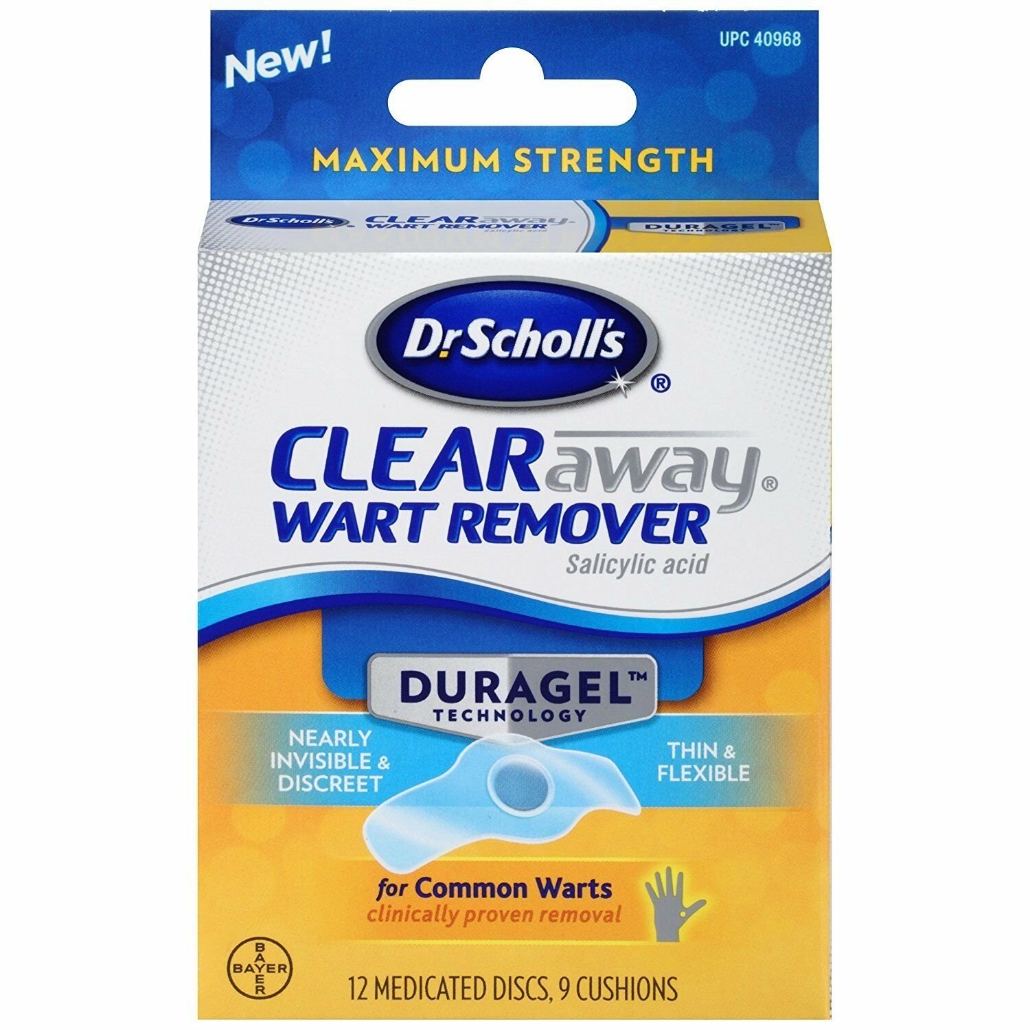 Dr Scholl's Duragel Clearaway Wart Remover,12 Medicated Discs,9 Cushions