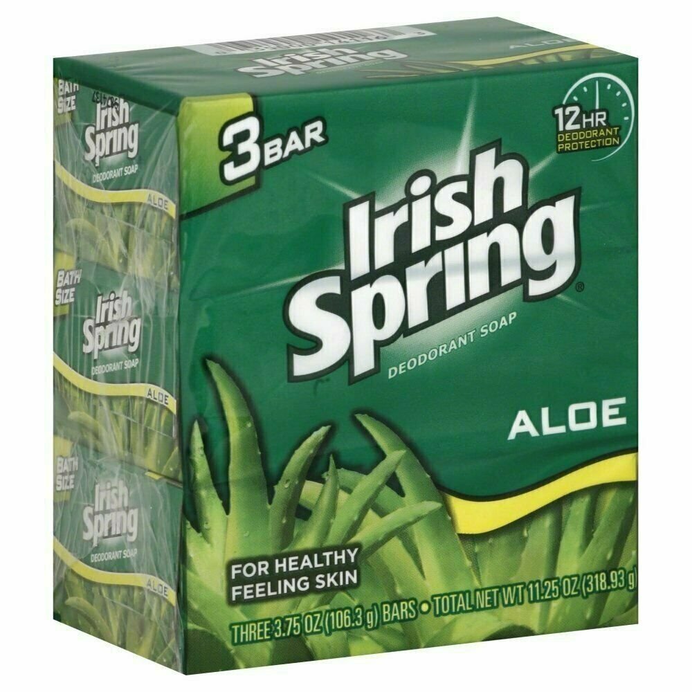 Irish Spring Aloe Vera Deodorant Bar Soap For Healthy Feeling Skin 3 Ct, 3 Pack