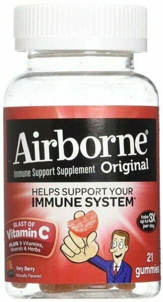 Airborne Immune Support Gummies Very Berry Flavored with Vitamins 21 Ct, 4 Pack