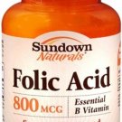 Sundown Folic Acid 800 mcg Tablets 100 Tablets (Bulk Pack of 12)
