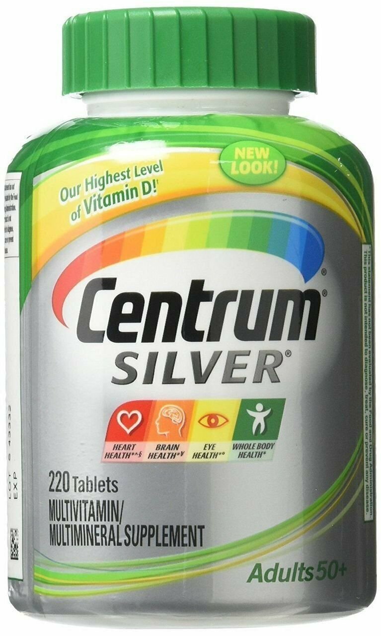 Centrum Silver Multivitamin/Multimineral Tablets Adults 50+ 220 ct, 2 Pack