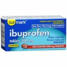 Ibuprofen Pain Reliever Fever NSAID 200 mg Coated Tablets 100 Ct Sunmark 24 Pack