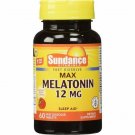 Sundance Max Melatonin 12 mg Tablets Natural Berry Flavor 60 Tabs (Bulk Pack of 12)