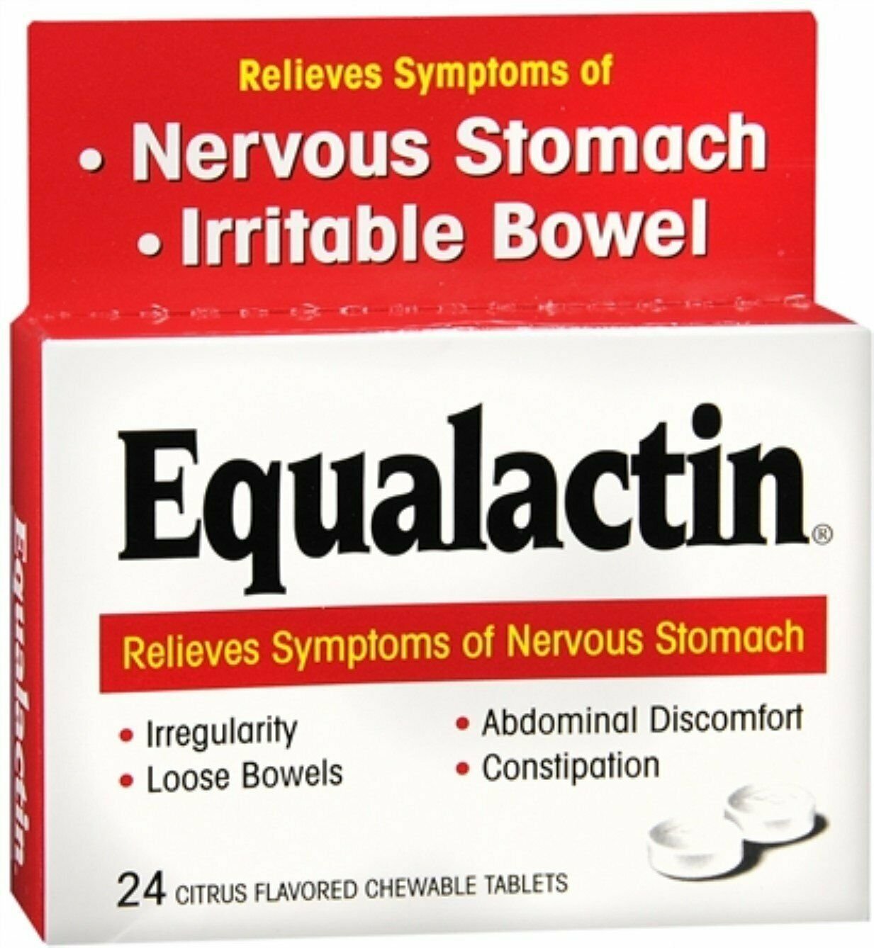 Equalactin Citrus Flavored Chewable Tablets for Nervous Stomach 24 ct (6 Pack) Bulk