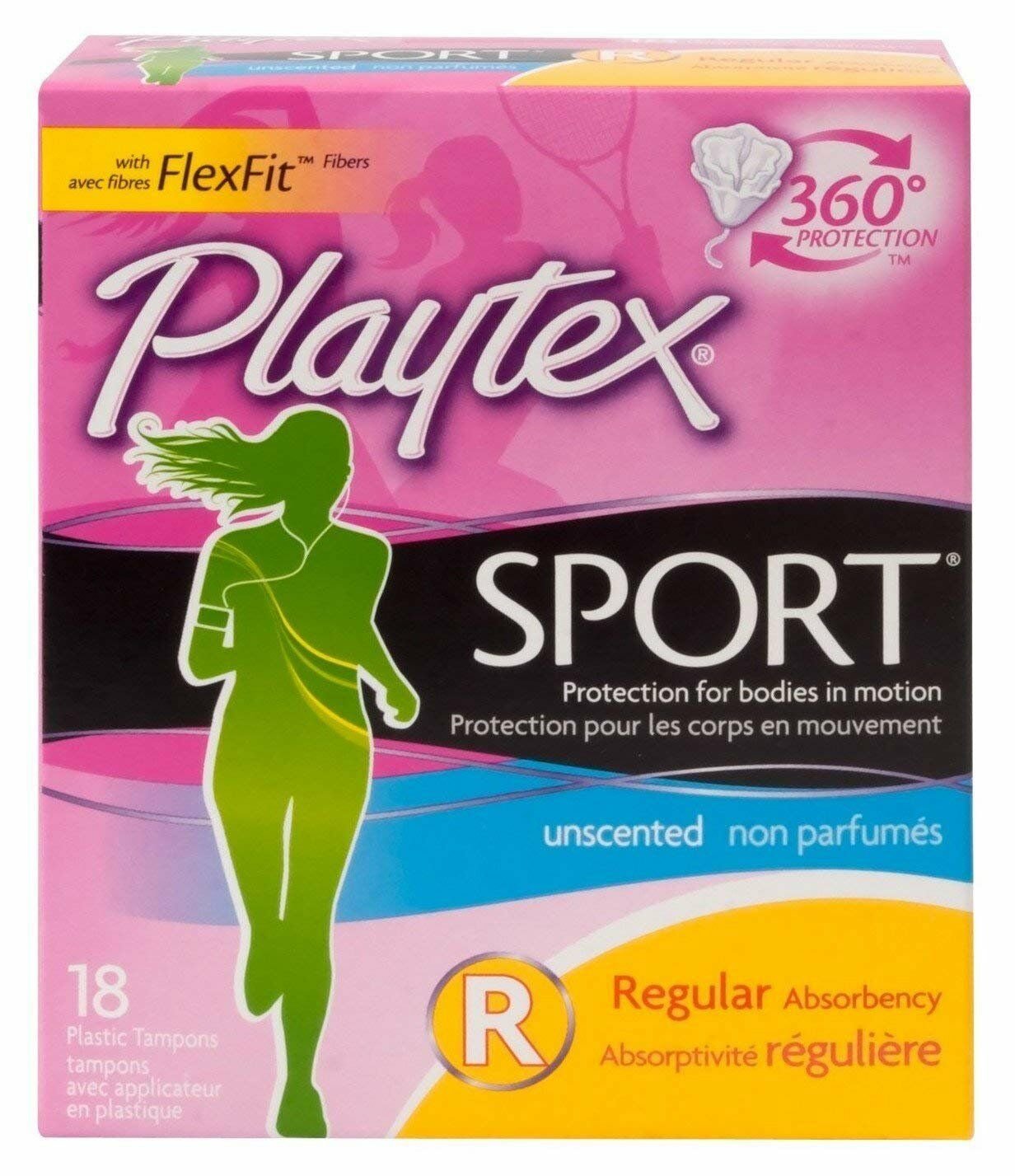 Playtex Tampons Sport Regular 18 Count Unscented (6 Pack) Bulk