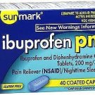 Ibuprofen PM Pain Reliever Nighttime Coated Caplets 40 Count Sunmark, 4 Pack