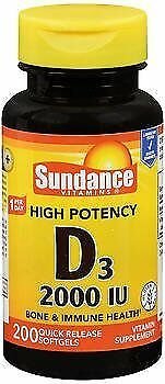 Sundance Vitamins High Potency D3 2000 IU Vitamin Supplement Quick Release...
