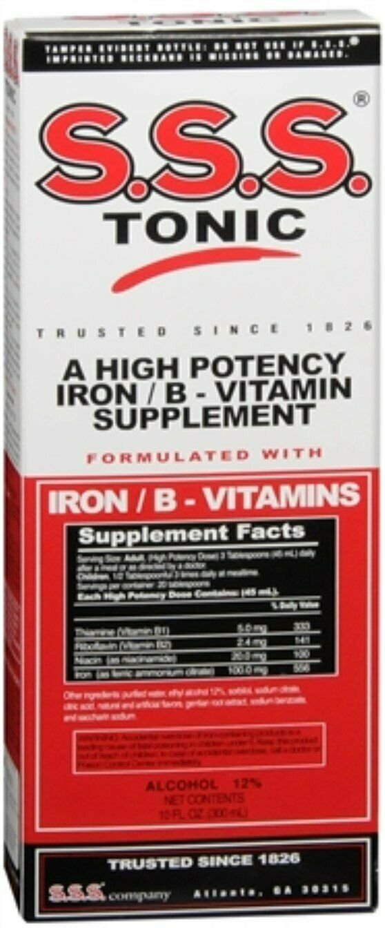 S.S.S. Tonic High Potency Iron & B Vitamin Supplement Liquid 10 oz (Bulk Pack of 6)