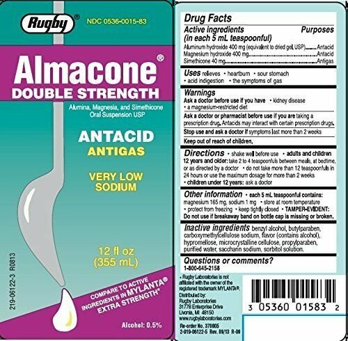 Almacone Double Strength Antacid, 12 oz. Each, (Bulk Pack of 7)