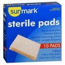 Sterile Pads Wound Care Gauze 4 Inch x 4 Inch 8-Ply 10 Count Sunmark, 5 Pack