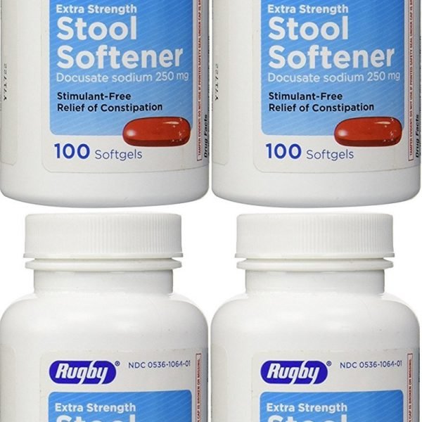 Rugby Extra Strength Stool Softener 100 Count Softgels Per Bottle (6 Bottles)