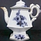 Antique Staffordshire Cockscomb Flow Mulberry Ironstone Transferware Teapot