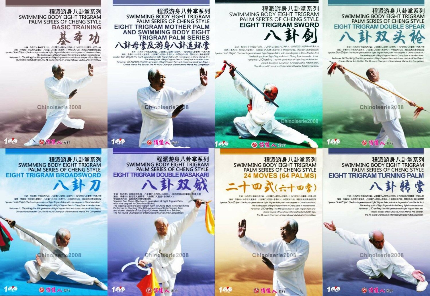 Cheng Style Swimming Body Eight Trigram Palm Bagua Series by Sun Zhijun 8DVDs