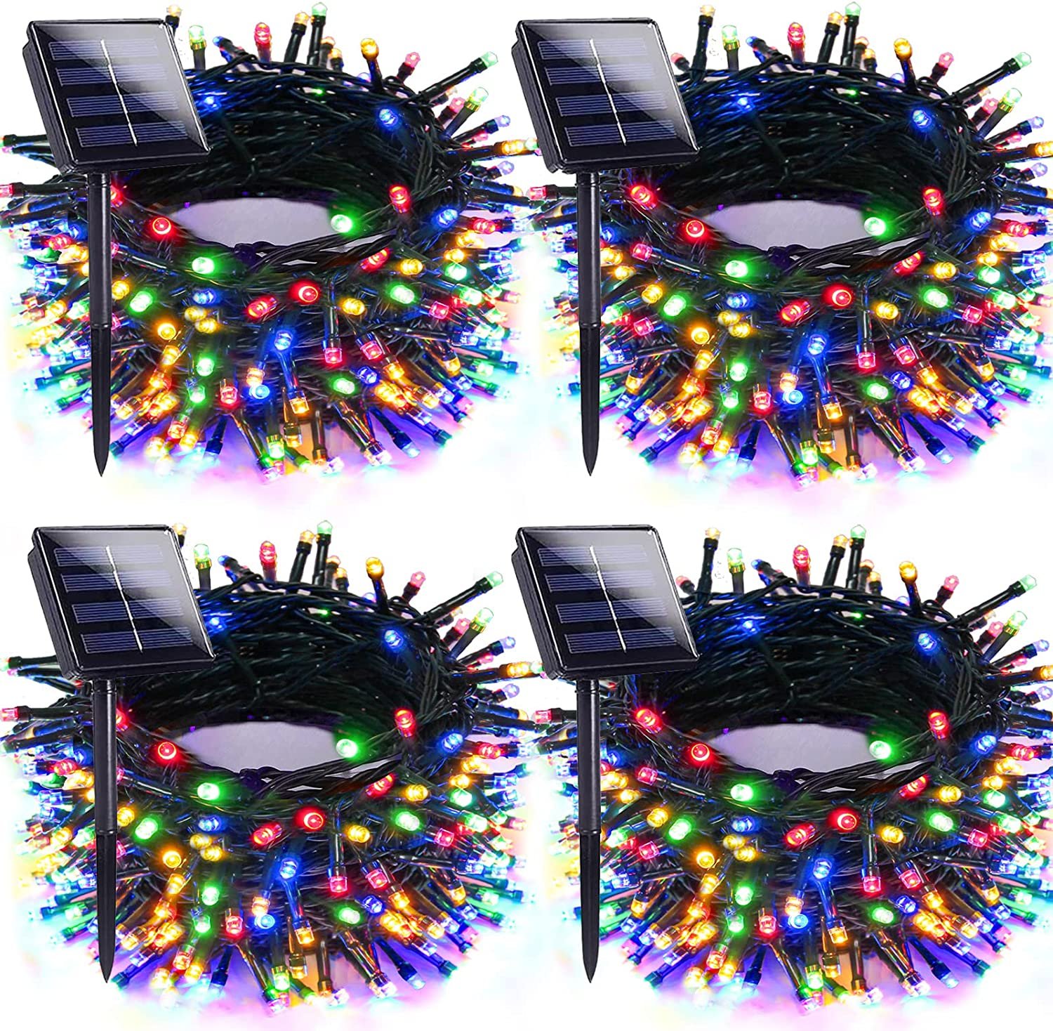 4Pk Multi-Colored Solar Christmas Lights Outdoor Waterproof, 100 LED 33 ...